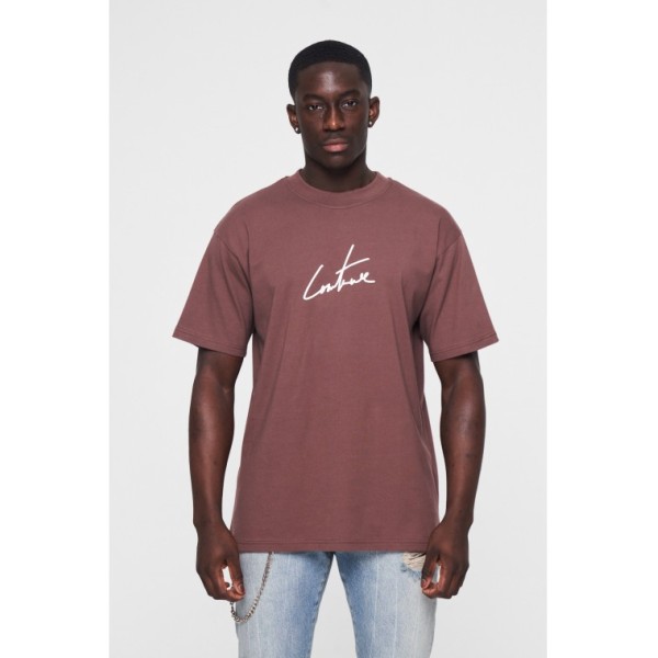 The Couture Club Puff Print Signature relaxed Fit T-Shirt - Brown